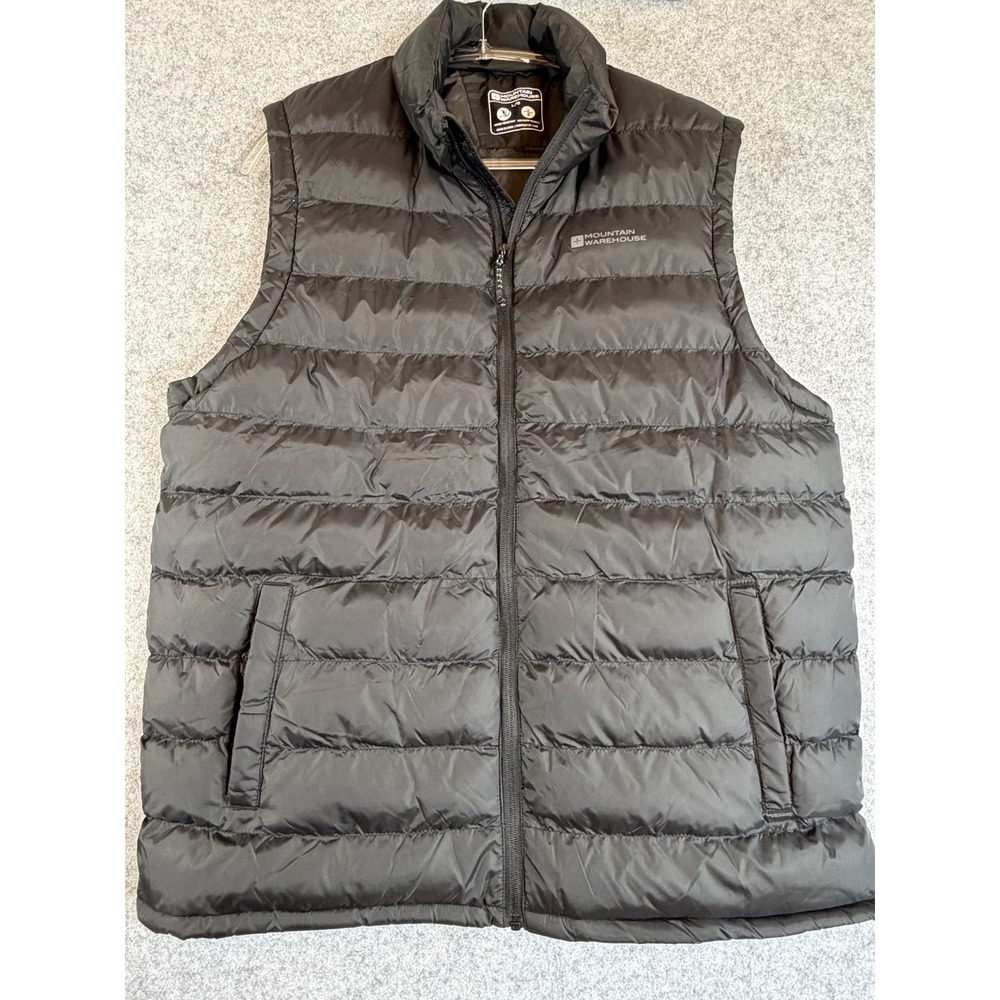 Mountain Warehouse Puffer Vest Mens L Black Excellent Water Resistant Quilted